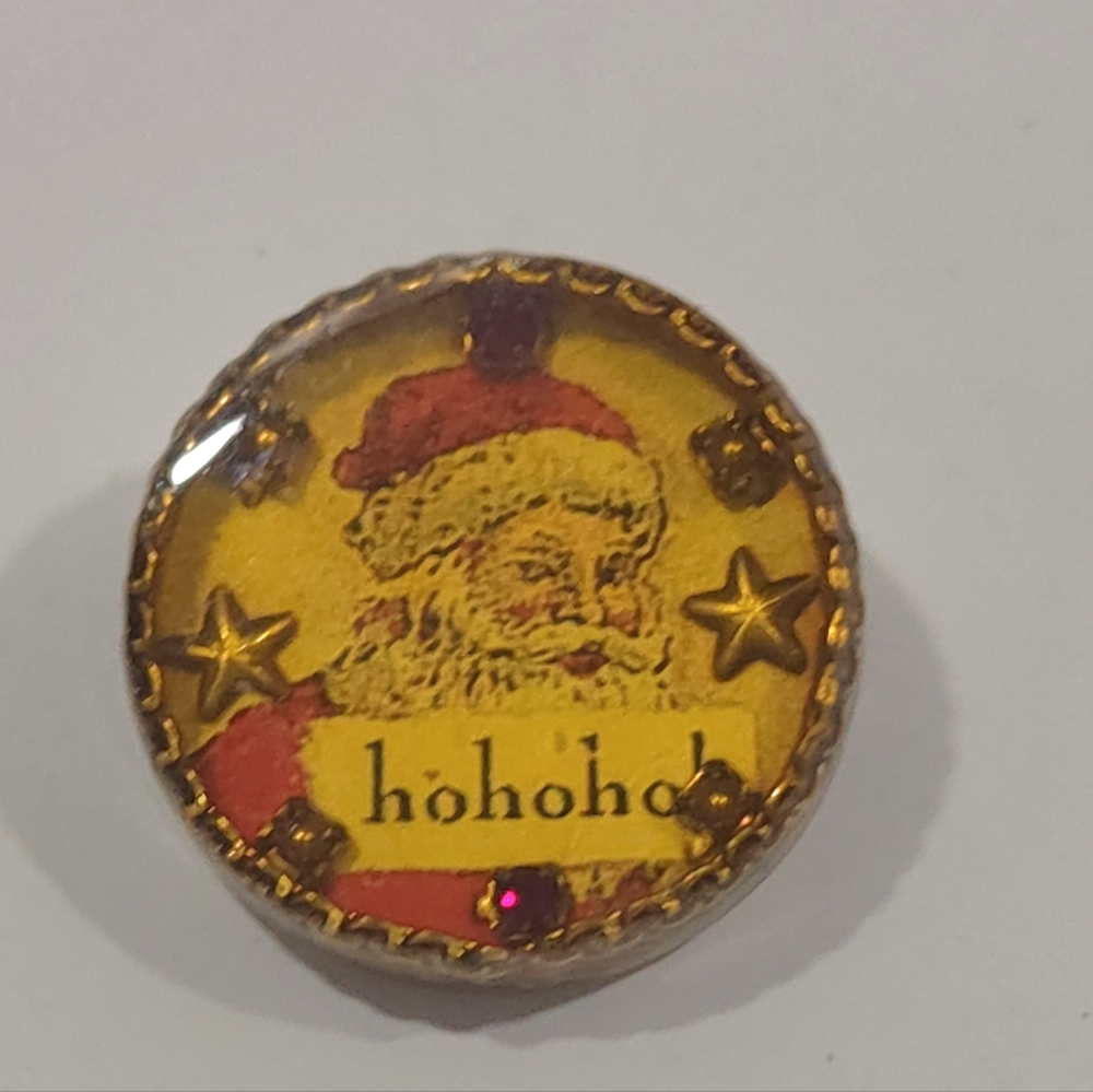 Vintage Maximal Art Santa Hohoho! Christmas Pin